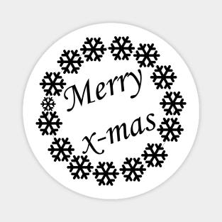 Merry X-mas Typography Design - Black and White 2 Magnet